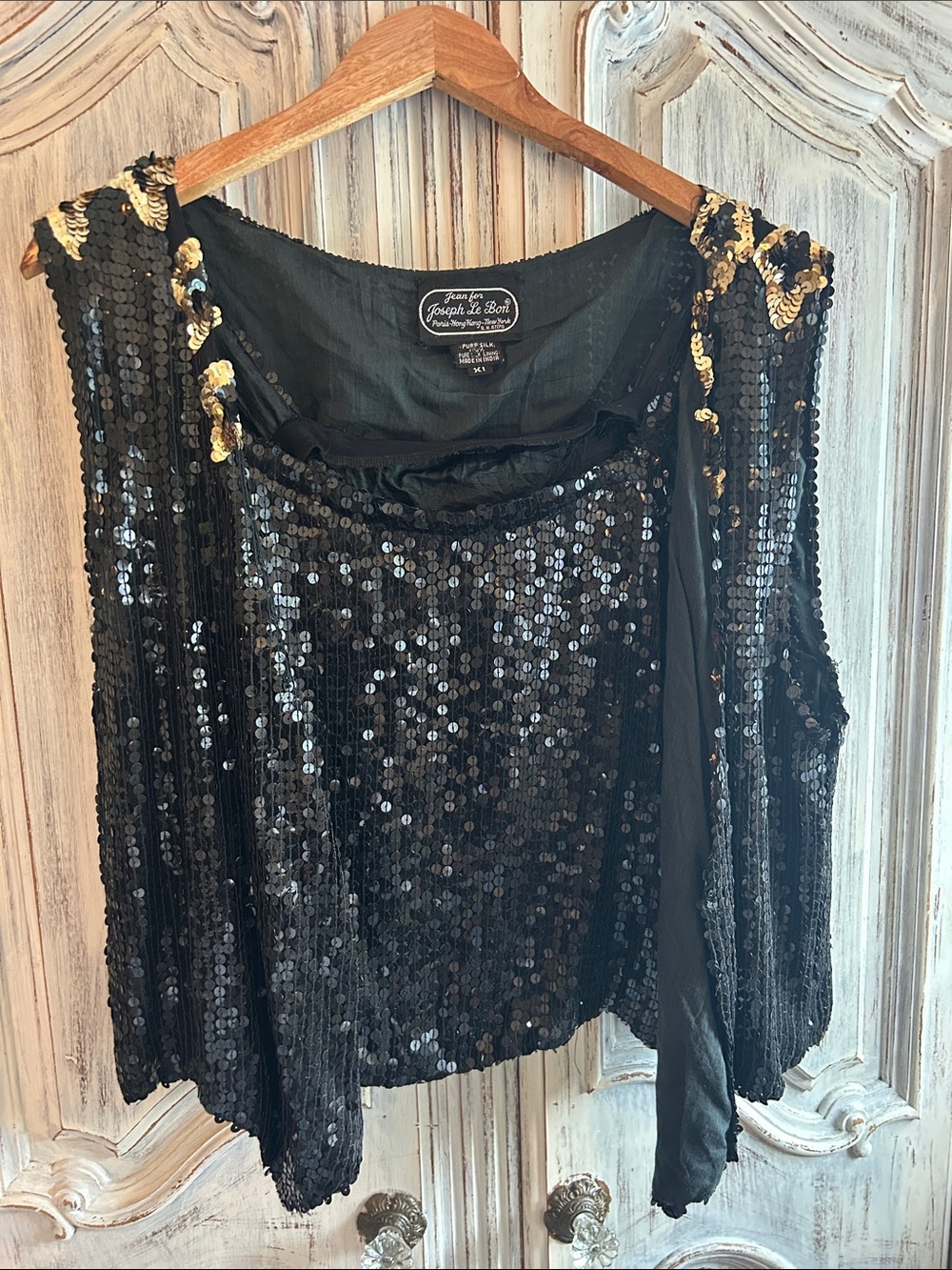 Vintage Jean for Joseph Le Bon Black Sequin Sleeveless tank Top by and vest set